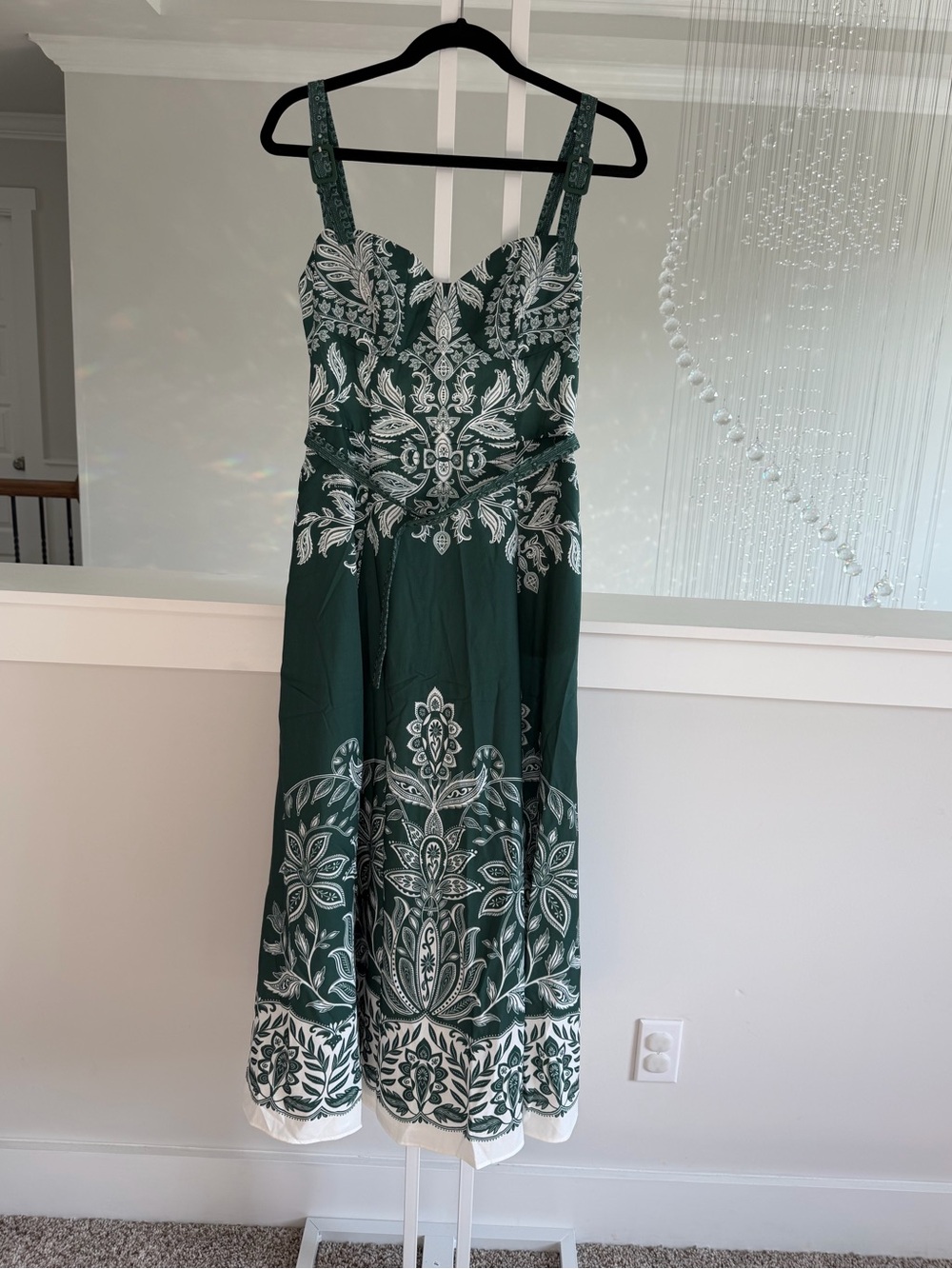 Commense Printed Green Dress with Belt - Picture 5 of 10